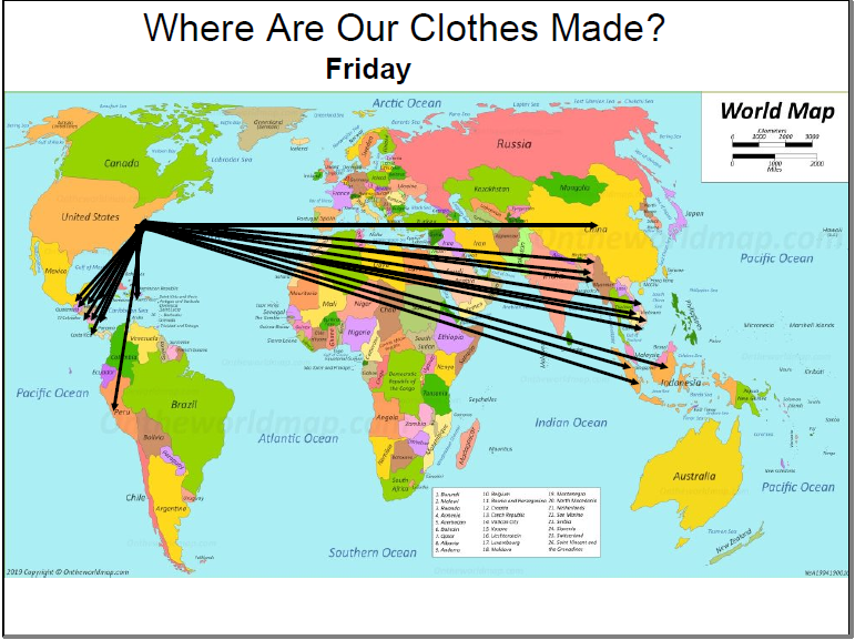 Maedeh Pourrabi We Mapped Out What Countries Our Clothes Are Made From We Did This For Five Days Check Out Some Of Our Results We Discovered That Most Of Our