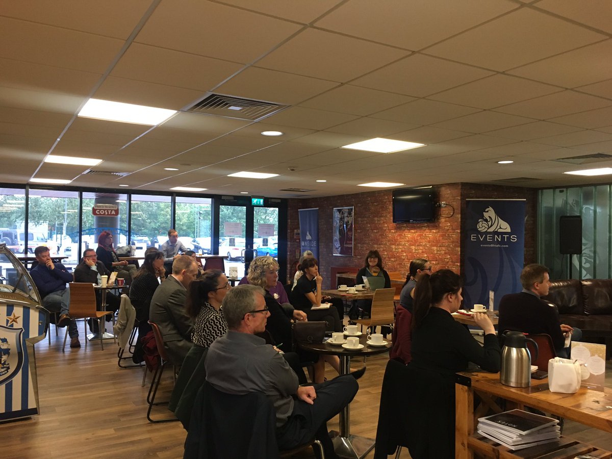 Day 2 of @HuddsBizWeek this morning here at @johnsmithstadia in association with @HTAFCBusiness With special thanks to our sponsors @SocialProgress @SoProEsther #Linkedin #training