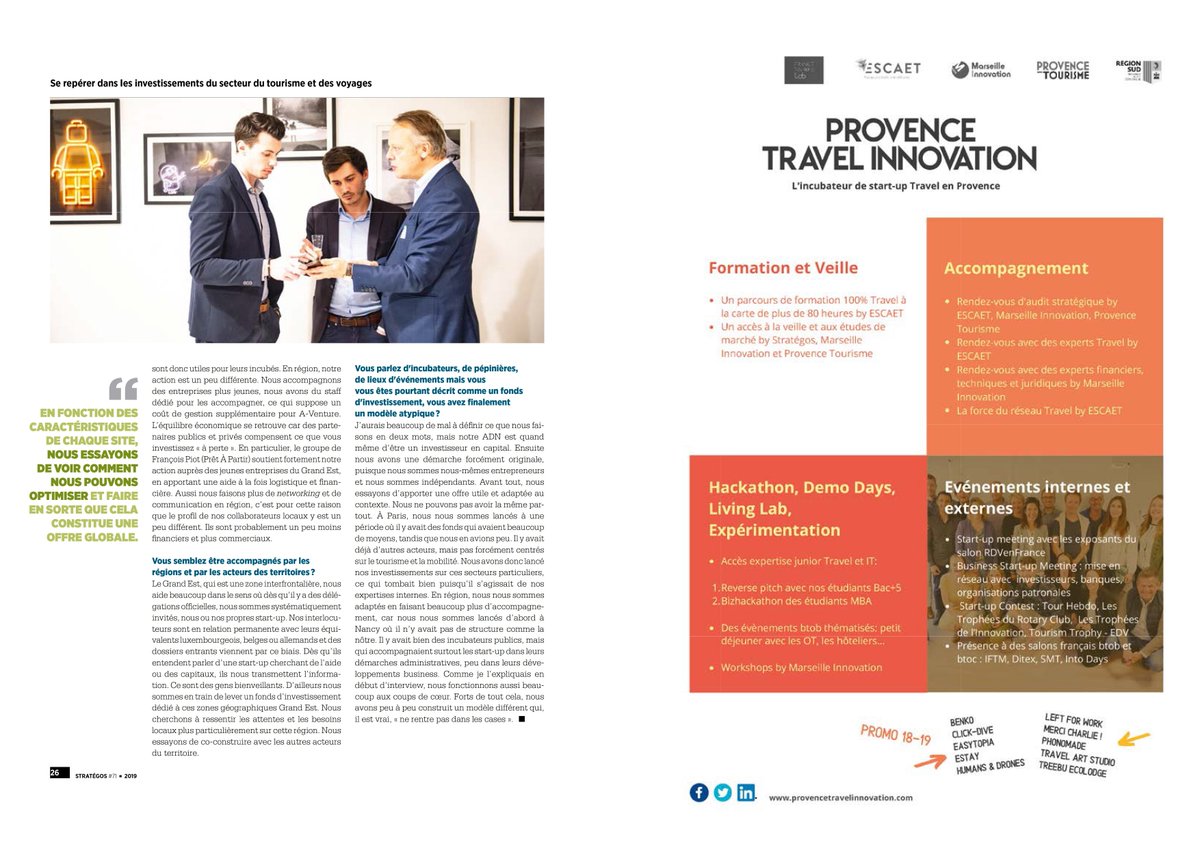 A_Venture_'s tweet photo. 🎙 Retrouvez l'interview d' #André Linh Raoul dans #Strategos by @ESCAET, le magazine des professionnels du tourisme. Il y présente les activités et les partenaires d'@A_Venture_ ! #François Piot #Paul de Rosen #Stéphane Thioly https://t.co/j72m0OS40G