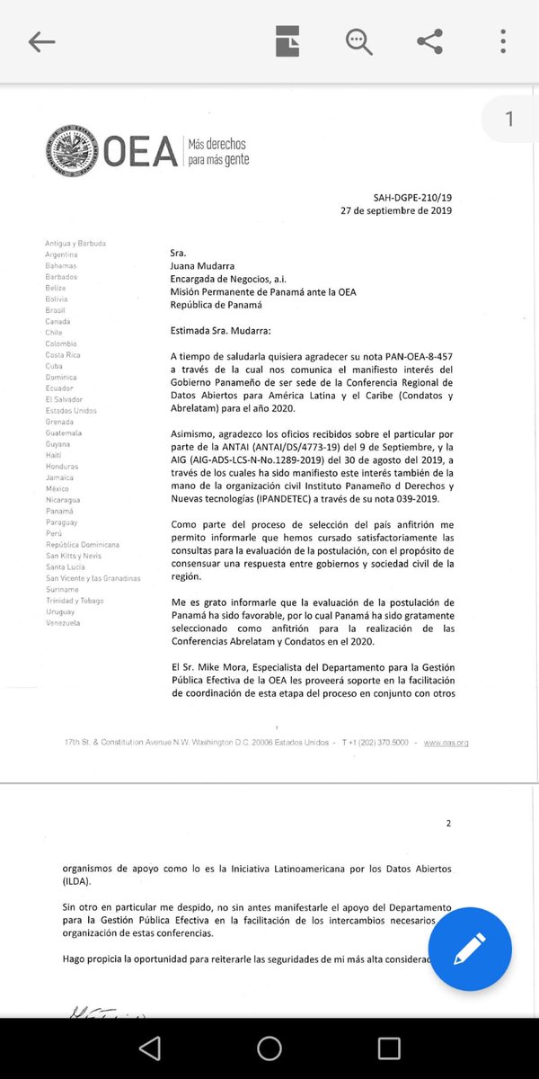 hamzahpty's tweet photo. Felicidades a @ipandetec oficialmente obtiene el aval para organizar #condatos y #abrelatam.
El prestigio, transparencia e incidir en la región desde #panamá muy pocas organizaciones lo logran.
#OpenData #transparency #opengob https://t.co/HYmk3os2zb