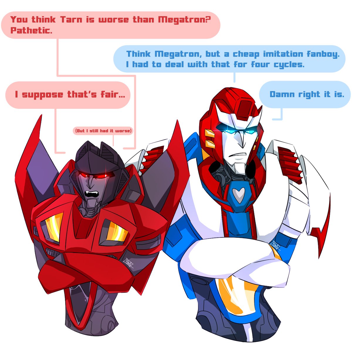 Starscream7799's tweet photo. What happens when you put 2 dramatic jets in the same room

Tumblr: https://t.co/w4ajWZKZuB
#starscream #tfpharma #pharma #maccadam #mtmte #transformers #starscream7799 #agentsmudge https://t.co/l1bAD3rUOA