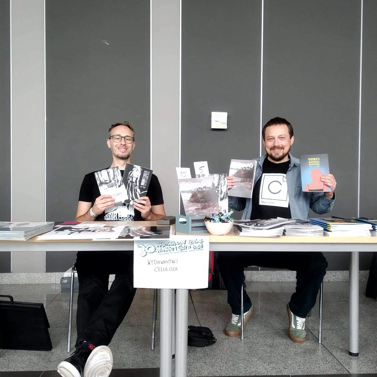 G__Pawlak's tweet photo. Celuloza team from @mfkig 2019. Daniel Gizicki and me at our stand😀 #mfkig2019 #celuloza #comicbooks #indiecomics https://t.co/gfV2NOf4HU