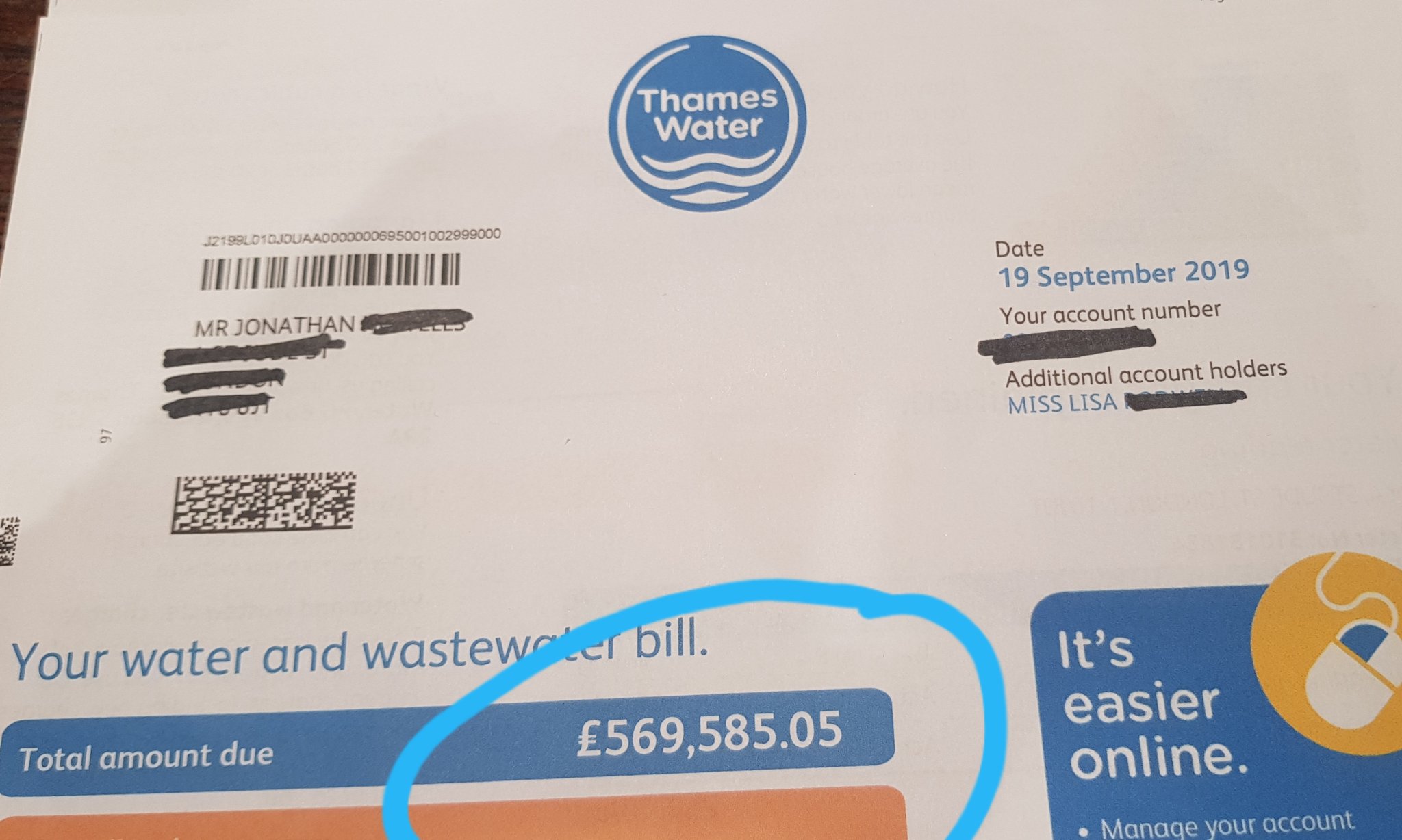 Thames water payment outlet