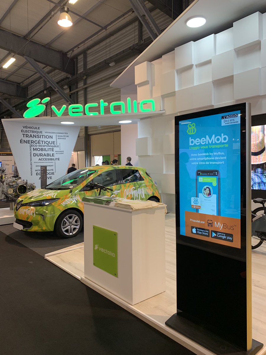 MyBus_'s tweet photo. L’application #beeMob by #MyBus est présentée sur le stand de @vectalia
Une application spécifique aux couleurs du réseau beeMob de @Agglo_Beziers pour voyager à @VilleDeBeziers 👌🏻
#RNTP19 #Mobilité #SmartCities https://t.co/R2qHZAzPgR