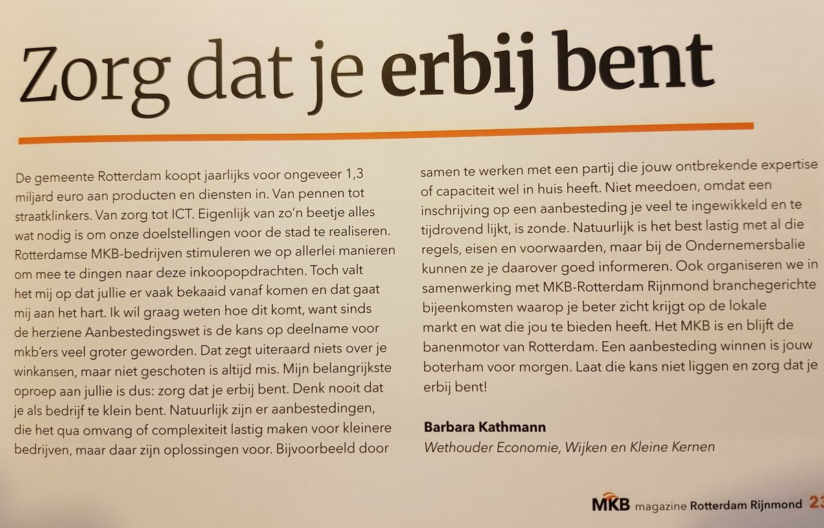 Hulp nodig om succesvol te kunnen inschrijven op een aanbesteding? Neem contact op met de experts van Intend. Info@intend-eu.com

#mkbrotterdam #mkb #aanbesteden #inkoop #rotterdam <a href="/MKB_Rotterdam/">MKB Rotterdam</a> magazine Rotterdam Rijnmond
