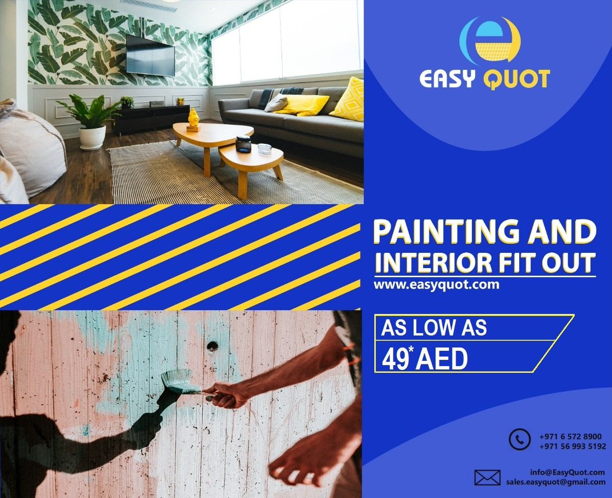 EasyQuot's tweet image. Adding color to your life!
Adding value to your home.
#painting #professionalpainters #apartmentpainting #repainting #housepainting #paintlife #interiorpainting #exteriorpainting #fitout #officefitout #officerefurbishment #cooldesign #fitouts  #wallpainting  #officepainting