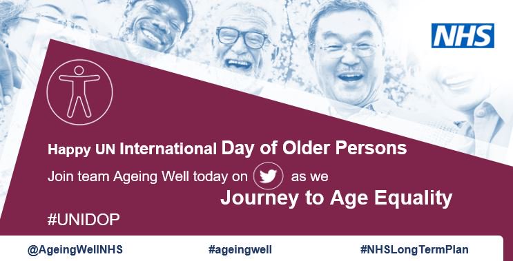 Today we're celebrating the UN International Day of Older Persons with a look at the Ageing Well programme, ways you can get involved in modelling future care and why it's important we should all expect to enjoy good health for as long as possible. #AgeingWell #UNIDOP