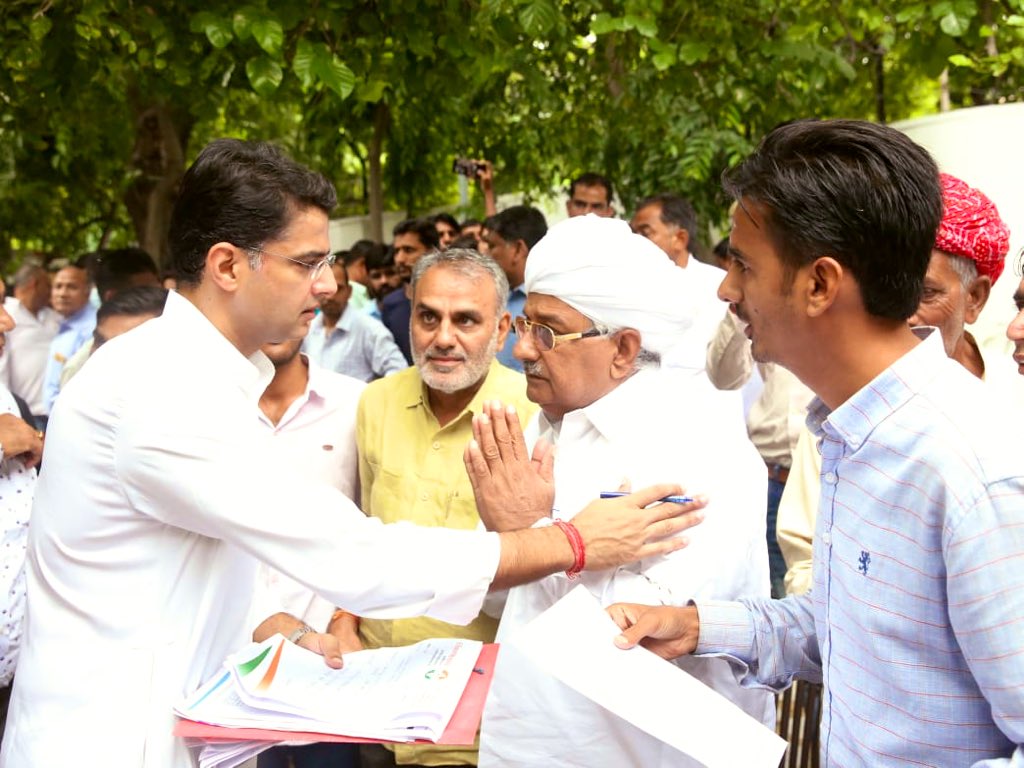 SachinPilot's tweet photo. I am always inspired by the Mahatma’s message of Swaraj, we must work to insure prosperity, security and a better life for every last person. 
Meeting people from across Rajasthan always inspires and motivates me  #WhatWouldBapuDo https://t.co/KrL2TTktbF