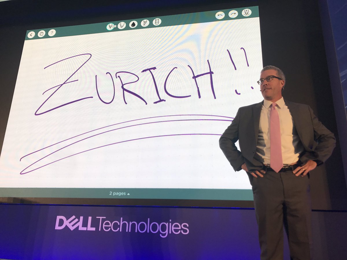 Grüezi aus Zürich 🇨🇭 <a href="/FrankThonues/">Frank Thonues</a> and  @PatrickRoettger kicking off #DellTechForum. Thanks to our sponsors, customers and partners. Make your digital transformation real and find your path towards digital leadership!