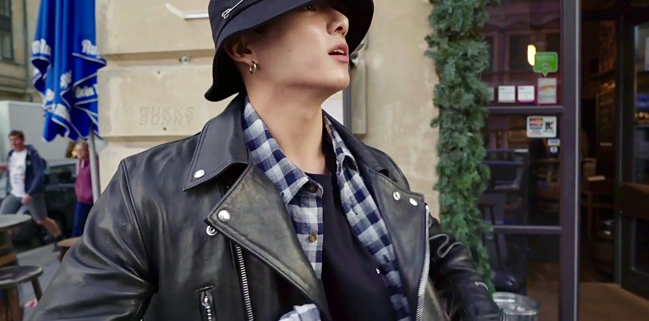 golden⋆ on X: the leather jacket the bucket hat he's so