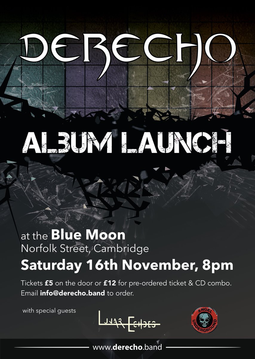 We would love to see you at our album launch gig on 16th November at <a href="/cambbluemoon/">thebluemoon</a> :) We'll be sharing the stage with fantastic bands Angel Underground and Lunar Echoes! Three bands, loads of rock music, and all for a fiver on the door :) x
#rockband #rockalbum #albumlaunch