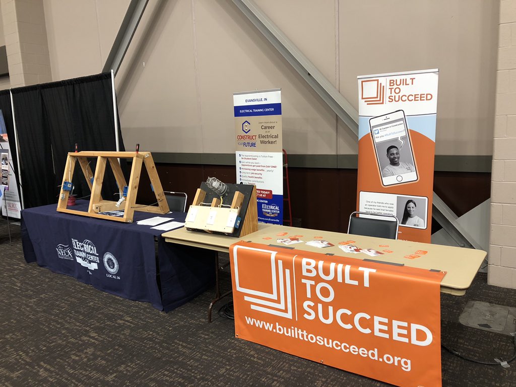 INConstCareers's tweet image. Our construction apprenticeship programs are ready to meet students at @Jaswin1964 #JAJobSpark in Evansville today and tomorrow.  Looking for students who are #builttosucceed!   Let’s talk construction!