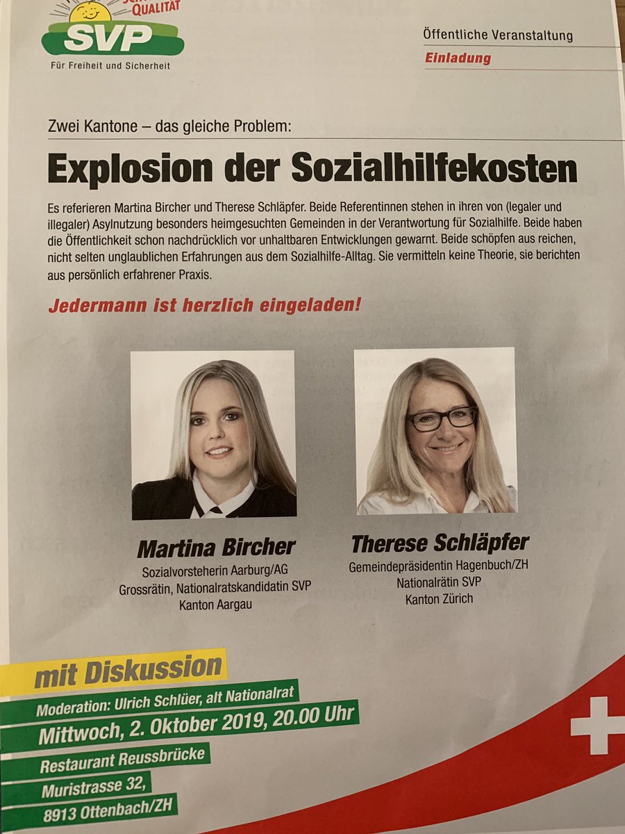 _MartinaBircher's tweet image. Morgen 20.00 Uhr in Ottenbach - zwei Kantone das selbe Problem #WahlCH19 #skos @SchlaepferThe