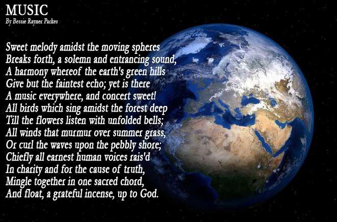 Music
By Bessie Rayner Parkes
#earth #music