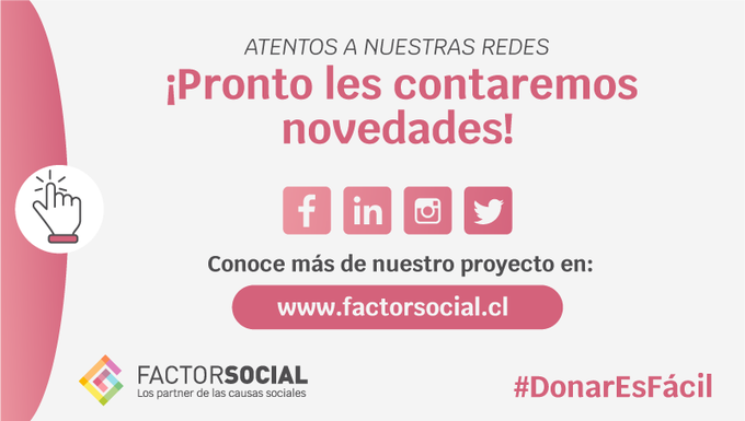 Factorsocial_FS's tweet photo. Queda cada vez menos para que descubras lo fácil que es donar. ¿Tienes algún interés en particular? ¿Te interesan causas de cierta área? En FS tenemos todas las opciones para que te unas a nuestra comunidad!
Ingresa a https://t.co/9s8YaQ07On y conoce nuestra causa
#DonarEsFácil https://t.co/9Z39LHT9Zh