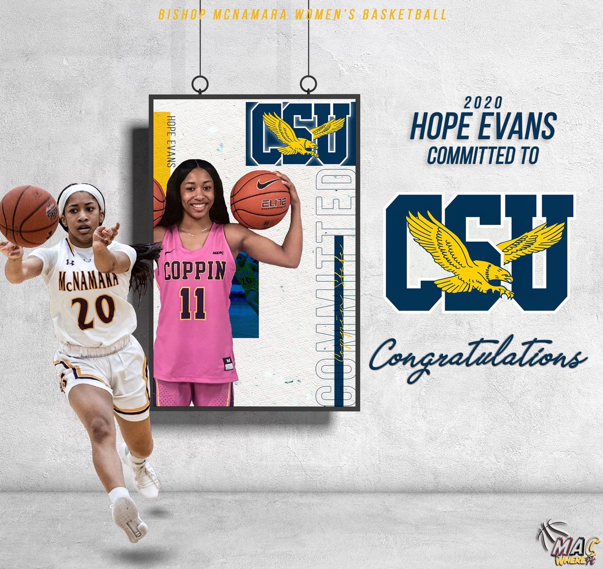 #ProudMoment Our second 2020 <a href="/HopeGleechie/">Hopey</a> has committed to  @Coppin_WBBall!! Congratulations Hope Evans and Family ♥️!!
#bmacladyhoops #committed #congratulations #studentathlete