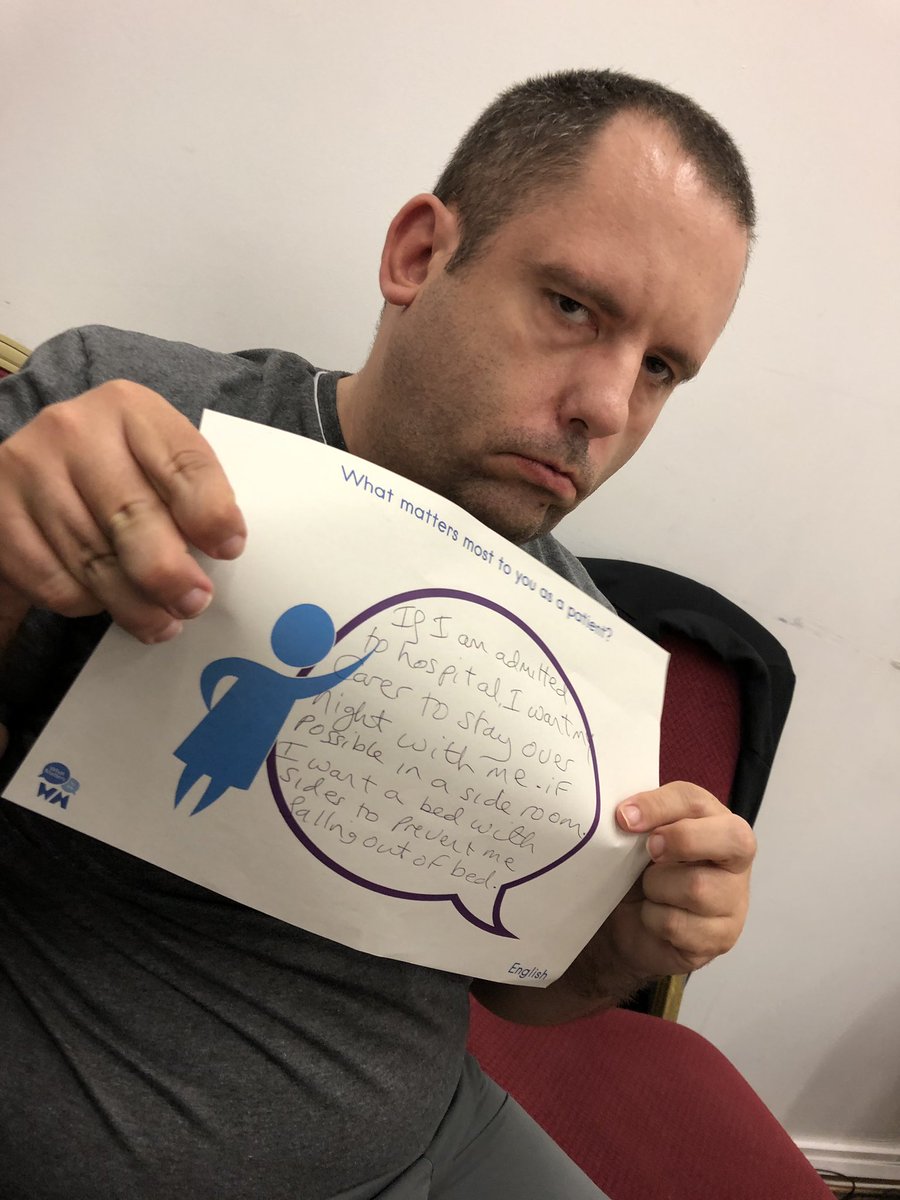 firstmcr's tweet photo. What matters most to me (Paul) as a patient ?? #BigHealthEvent โif I am admitted to hosp I want my career to stay with me over night in a side roomโ https://t.co/tih7FJAnV2