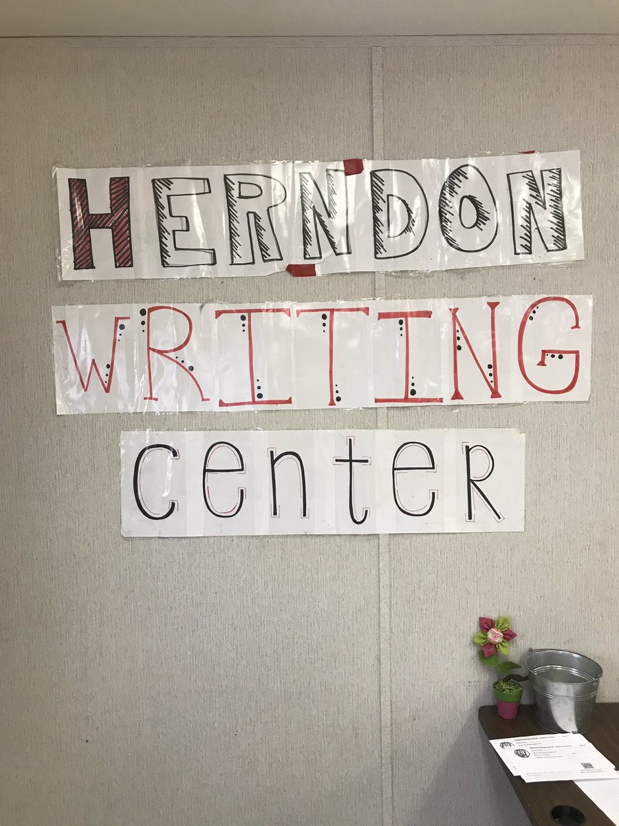 HWCHerndon's tweet photo. Here we go! The HWC officially opens today, 10/1, during all lunches in beautiful QD7C! Take a stroll outside during your lunch today to be entered to win a king-sized candy bar! We’re excited to work with all @HerndonHS writers this year! @CounselorBuzz @HHSLibrary #fcpswrites https://t.co/AcNf63HN2V
