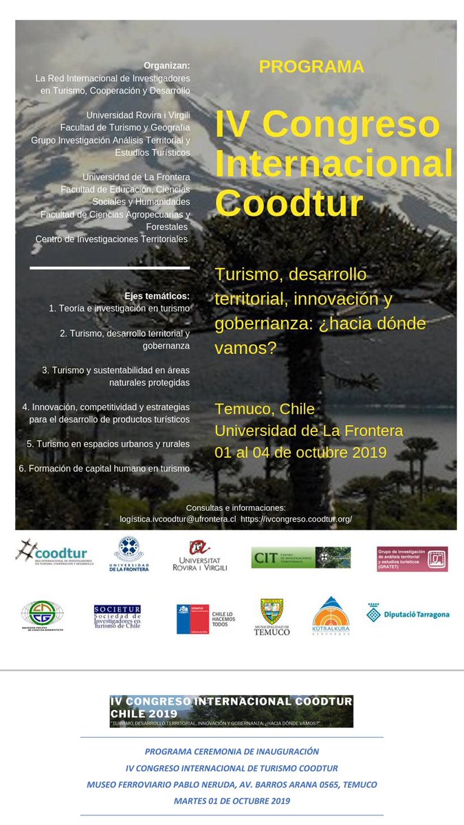 Inciamos inscripciones al IVCONGRESO  COODTUR en aula magna <a href="/UFroo/">U froo beer</a>. Esta tarde, a las 5pm, ceremonia inauguración en el Museo Ferroviario Pablo Neruda, Temuco.
Programa descargable en ivcongreso.coodtur.org
#coodtur4 #chile2019