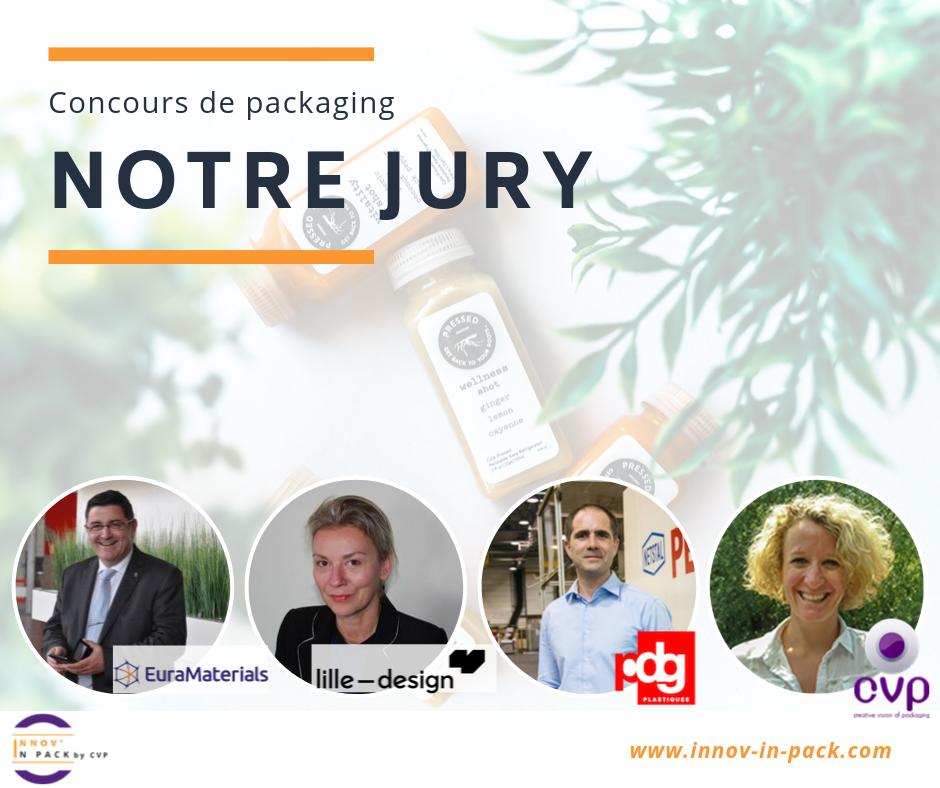 Voici les membres du jury #InnovInPack. Chacun, dans son domaine d’expertise, saura vous donner un avis constructif sur votre projet ✍ 
Céline Savoye de <a href="/lille_design/">lille—design</a>, François Desfretier de PDG Plastiques, Olivier Varlet de <a href="/EuraMaterials/">EuraMaterials</a> et Anaïs Lehembre de <a href="/CVP_Packaging/">CVP</a>