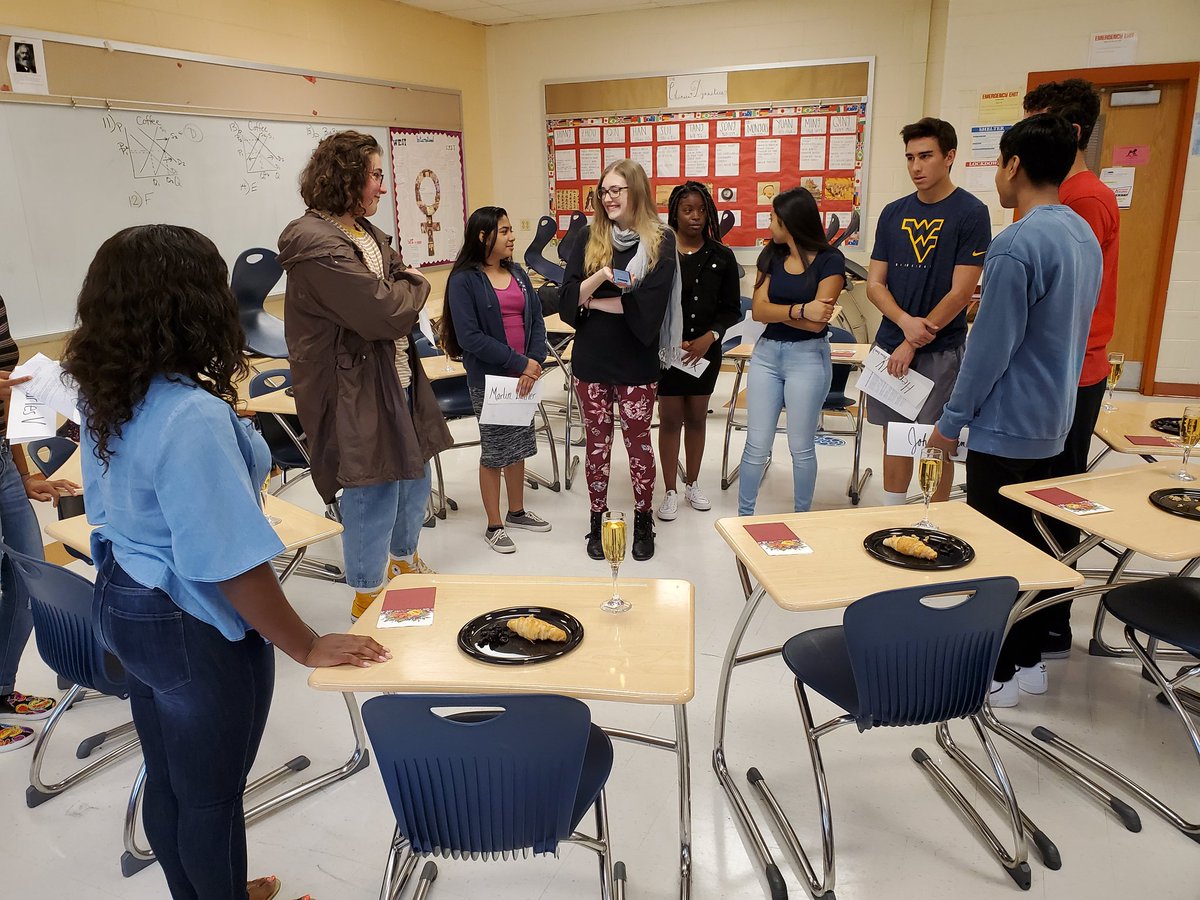 MsClements_CHS's tweet photo. Reformation dinner party in AP Euro.  Students were assigned a "dinner guest" from history and had to defend what would make the best seating chart.... don't worry, it is grape juice! https://t.co/xz8lWEmuNr