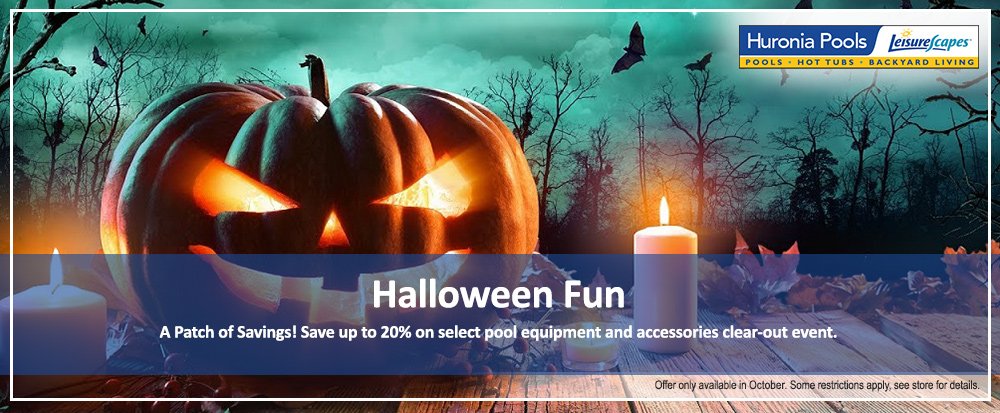 huroniapools's tweet image. Halloween Fun – A Patch of Savings! Save up to 20% on select pool equipment and accessories clear-out event.
ow.ly/iKB750wrY9H
