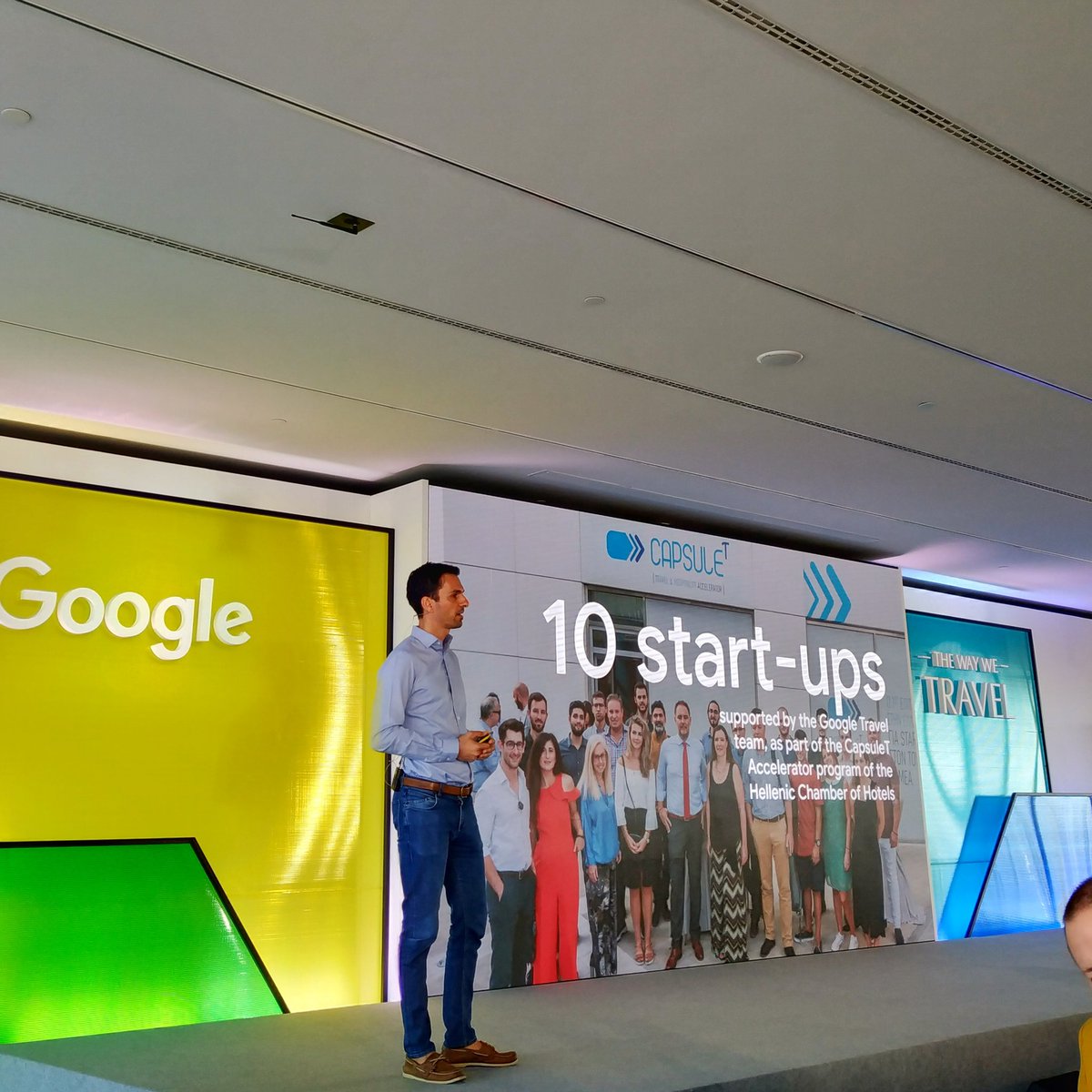 Capsuletacceler's tweet image. *Συμβαίνει τώρα*

Είμαστε ιδιαίτερα χαρούμενοι να είμαστε προσκεκλημένοι και να συμμετέχουμε με τις 10 ομάδες μας στο σημερινό event της @Google, sponsor του Προγράμματος Επιτάχυνσης, με θέμα &quot;The Way We Travel&quot;! #CapsuleTacceleratorGR #ScaleUp #Tourism #Innovation