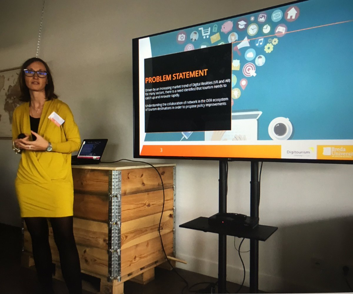 The #interreg project #Digitourism is presented by <a href="/JessikaWeber/">JessikaWeber</a> <a href="/bredauas/">Breda University of Applied Sciences</a> on how 8 different European touristic regions could make more or better use of Digital Realities in their policies to enhancing tourism in their region. Project offers nice  research opportunities.