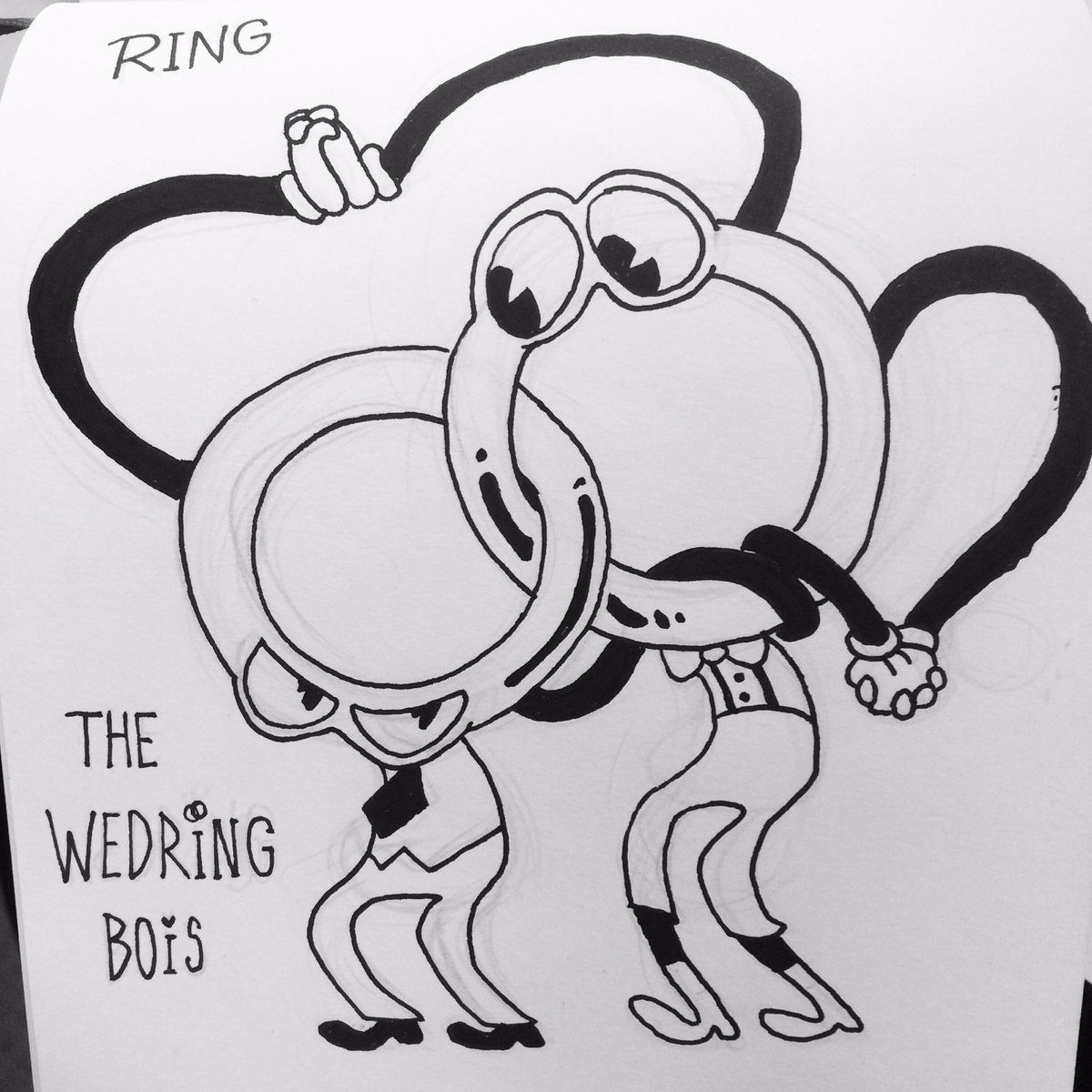 fred_tornager's tweet photo. Day 1 of #inktober
Say hello to:
The WedRing Bois!
#inktober2019 #rubberhosestyle #fredtornager #characterdesigns https://t.co/EpH8IHZ0Rd