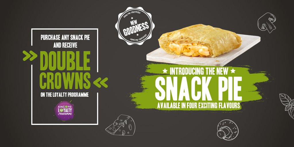 Kingpiebrand's tweet photo. Weโve got something for those who love a yummy lunchbox treat, a midday snack or an afternoon nibble.
Introducing the NEW Snack Pie, available in 4 new and exciting flavours, including; Mac & Cheese with Salami, Sticky Rib, Hot Dog and Creamy Veg. #SnackPie #Thepieisking https://t.co/1u4kGSLItP
