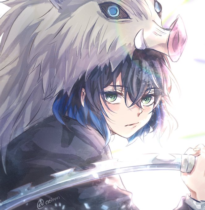 Aoi | comm openさんがTwitterに投稿した嘴平伊之助(鬼滅の刃)のイラスト。
