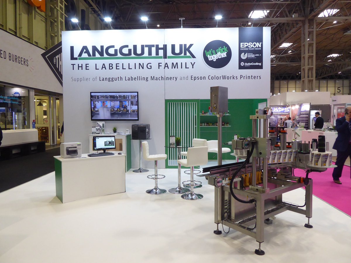 LangguthUk's tweet photo. Day one of the PPMA Total Show. Langguth UK are exhibiting one of their Langguth labelling machines as well as Epson Label printers. Visit us on stand J62. #labelling #PPMATotalShow #Birmingham #nec https://t.co/EMhDG1Xtrk