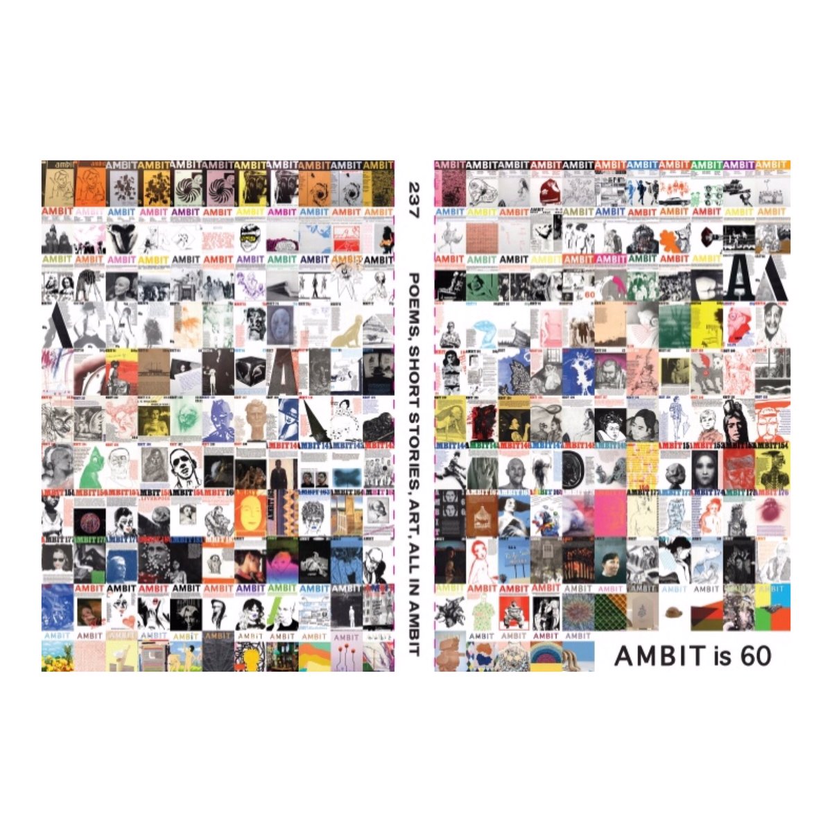 ambitmagazine's tweet photo. After you've removed the red slip sleeve of #Ambit237, all previous covers have been printed in order of their release. If you buy the retrospective bumper issue we're throwing in a copy of #Ambit35 (1968) for free (worth £40). Be quick. 🛒💨https://t.co/hB3KDa5n9Y https://t.co/QJsklYuyUk