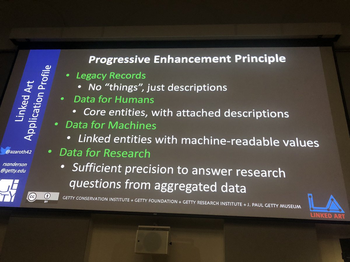 edgartdata's tweet image. @azaroth42 going over #LinkedArt’s progressive enhancement principle. Wait, is that a new logo for Linked Art I see?