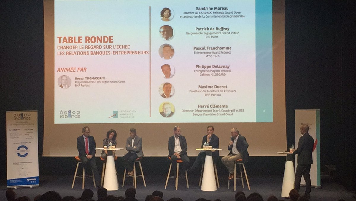 tanguy_morvan's tweet photo. @60000rebondsfr @FBF_PDL Table ronde à Nantes aujourd’hui « Changer le regard sur l’échec, les relations banques-entrepreneurs » #Rebond #Accompagnement #Entrepreneur. Présentation du parcours #Envol Merci aux participants de la table ronde #Ensemble #Expert @bpgrandouest https://t.co/2f9Gf0poBb