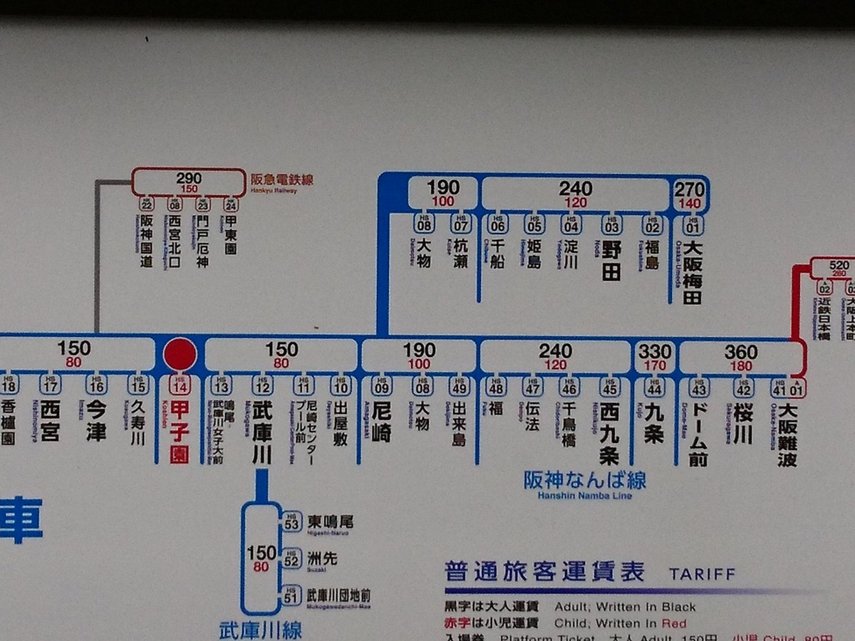 阪急電鉄と能勢電鉄の運賃表 阪急電鉄と能勢電鉄の運賃表 阪急電鉄と能勢電鉄の運賃表