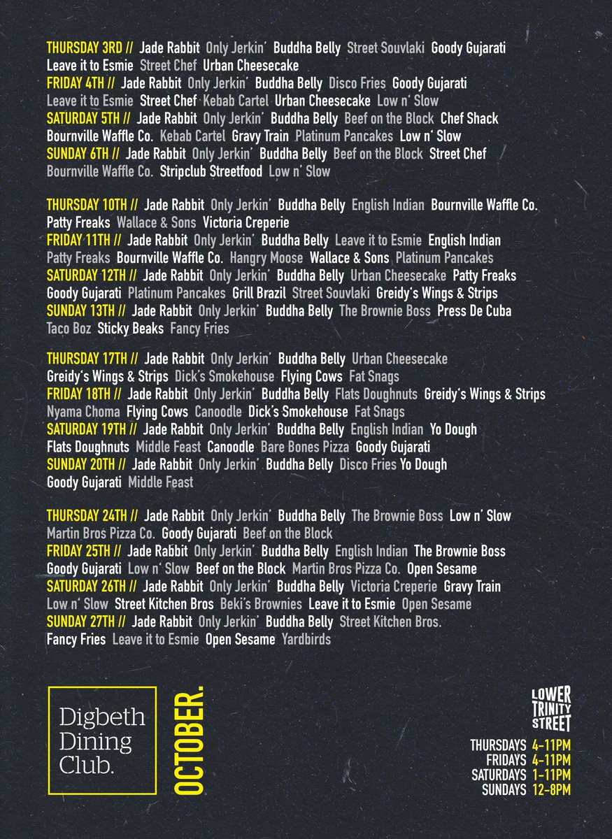 This months lineup at Digbeth Dining Club. 🍻