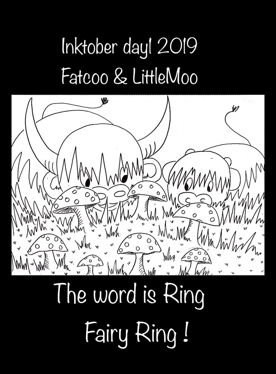 TheFatCoo's tweet photo. #Inktober2019 the prompt is ring ... #fatcoo and #LittleMoo find a fairy #ring https://t.co/kI0nTju1Nc