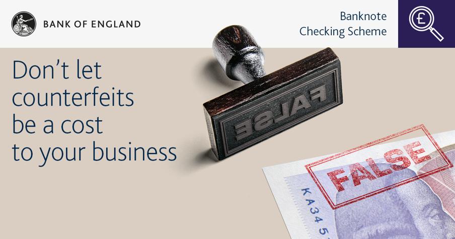Over 150 businesses are part of our free Banknote Checking Scheme. 
Find out how to join them: b-o-e.uk/2nnRuk0
