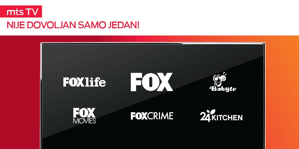 mts's tweet photo. FOX je stigao na #mtsTV! 🙌
#FOX, #FOXMovies, #FOXLife, #FOXCrime i #24Kitchen – za svakog po nešto! #mts #tvojsvet https://t.co/xdmjUtGkSg