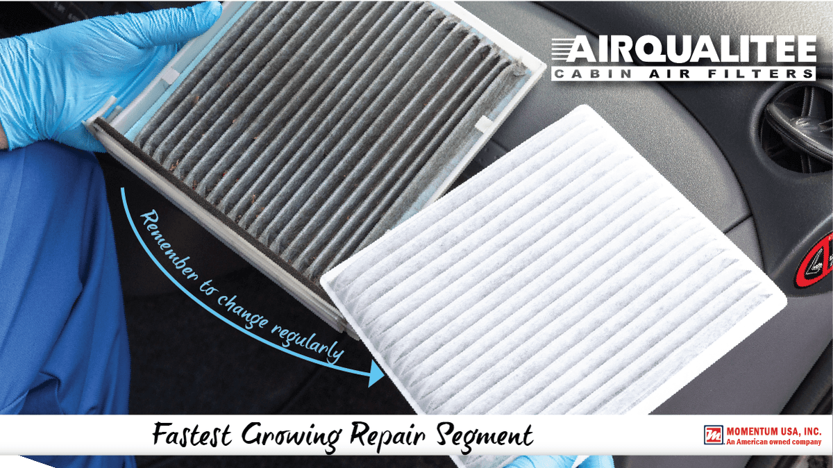 #CabinAirFilters are the fastest growing repair segment with over 40 million vehicles in North America that now require cabin air filter replacement. CAF are a great #revenuedriver, a low inventory investment and require minimal space to stock.