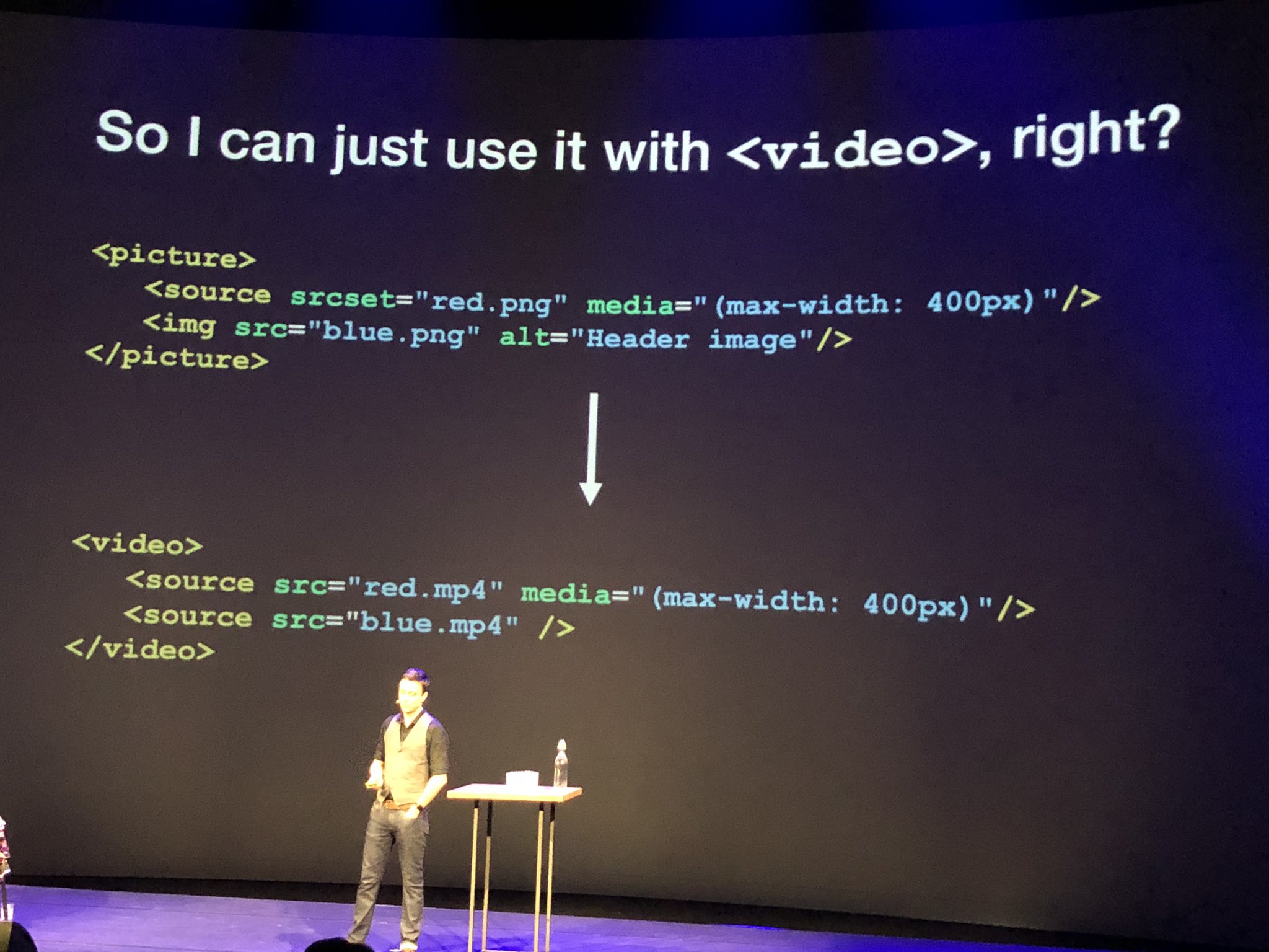Thomas Steiner on Twitter: "The @webwewantfyi lightning talk session at #ViewSourceConf is great: 1) `media` attribute for <video>'s <source>s 2) Automatically force-fix #a11y issues like readability, zooming, contrast, focus 3) Performance ... Thomas Steiner on Twitter: "The @webwewantfyi lightning talk session at #ViewSourceConf is great: 1) `media` attribute for <video>'s <source>s 2) Automatically force-fix #a11y issues like readability, zooming, contrast, focus 3) Performance ...