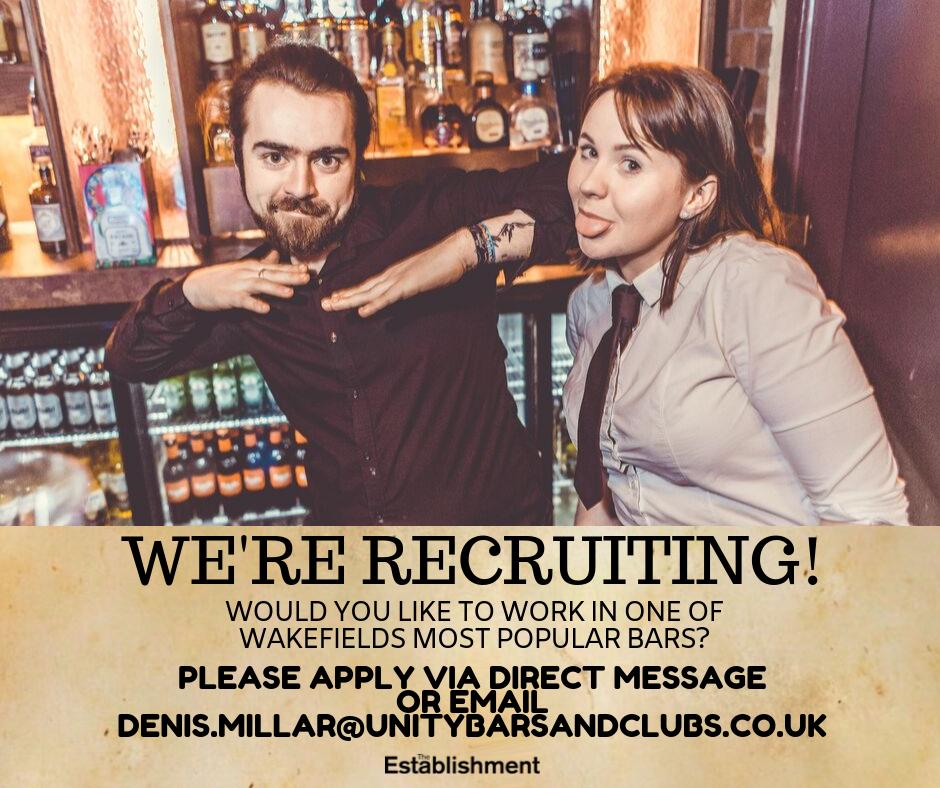 We have a busy period coming up with Halloween and Christmas parties therefore we need some fresh extra hands 😃 Come and join our wonderful team at The Establishment! Roles available: - Bartenders - Bar support Contact us immediately to arrange an interview 👍