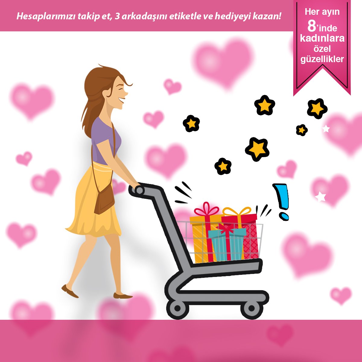 8 Ekim 17.00’a kadar sosyal medya hesaplarımızı takip eden ve 3 arkadaşını etiketleyenler arasından, tüm sosyal medya hesaplarımızda çekilişle belirlenecek 5 takipçimize sürpriz hediyeler. Kazananlar 9 Ekim 15.00’te açıklanacaktır.
Her ayın 8’ini takip etmeyi unutma!
#OnurMarket
