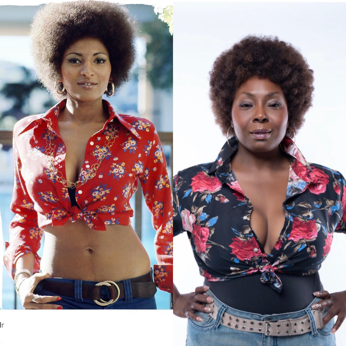 Just2JazzE's tweet photo. @PamGrier You’ve always been such an inspiration to me as an Actress 🥰 Today I celebrate #MyMilestoneBirthday at 50! This is a tribute to you! 😘😘😘🎂🍸🔥🎼 https://t.co/jCaAO1TP4c