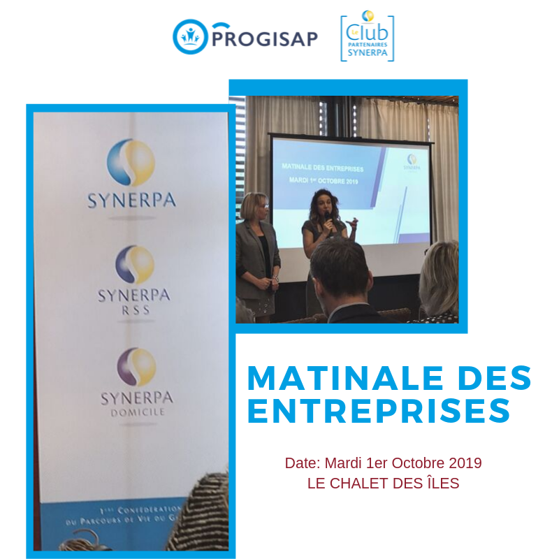 progisap's tweet image. [ #Events #Partenaires #Progisap ] 
Progisap est présent ce matin à la Matinale des entreprises de notre partenaire @synerpacom en tant que membre du club partenaires
Au programme: actualités nationales, manifestations et événements 2019-2020 #domicile #rss #servicealapersonne