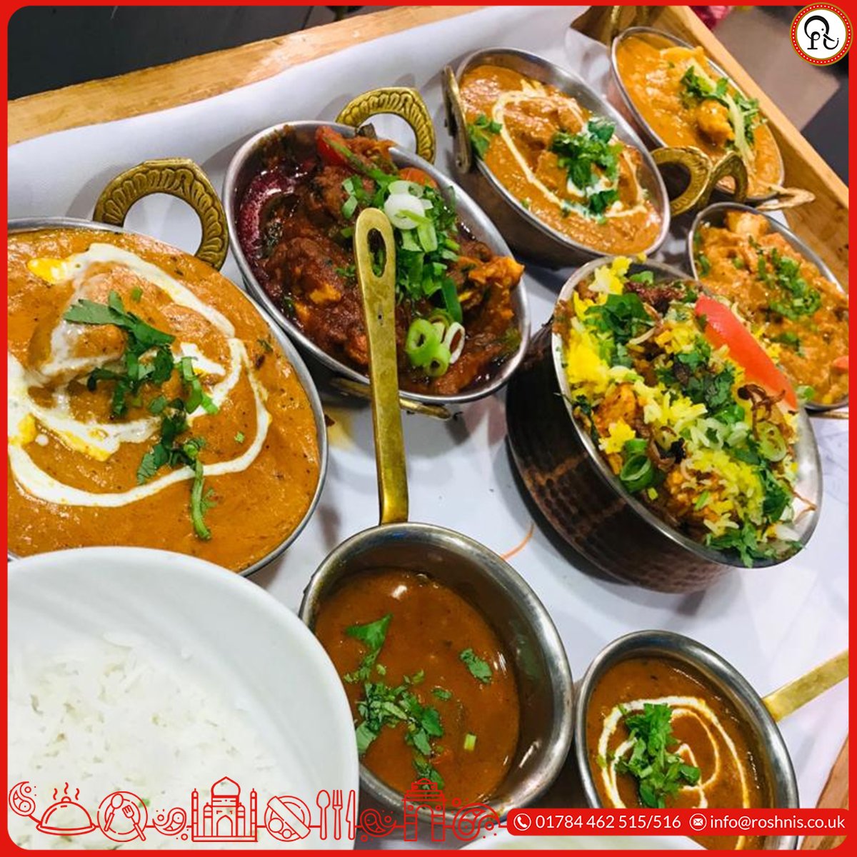 We bring you a Variety of Indian Flavors and Spicy Tadka’s to fill your Hunger.

Call us for Reservations - 01784 462 515 
Email us on info@roshnis.co.uk.

#Roshnis #buffet #foodvariety #curries #biryani  #Staines #discount  #food  #curryhouse #curry #foodplatter #currydish