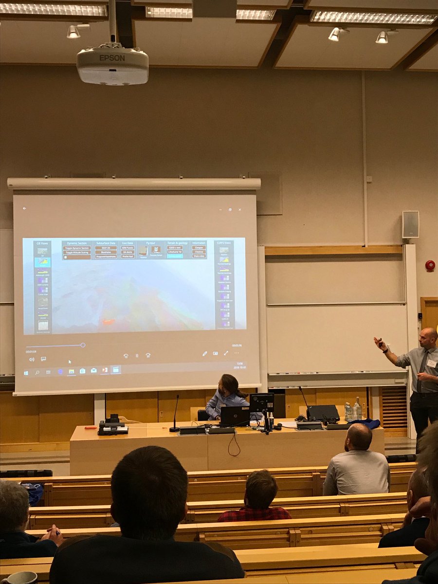 EvaJirner's tweet photo. ⁦@RickyTerrington⁩ from ⁦@BritGeoSurvey⁩ presenting #geovisionary and the soon(?) coming #GVcloud Wish ⁦@BruzzNapier⁩ was here https://t.co/qm8ztLPxZJ