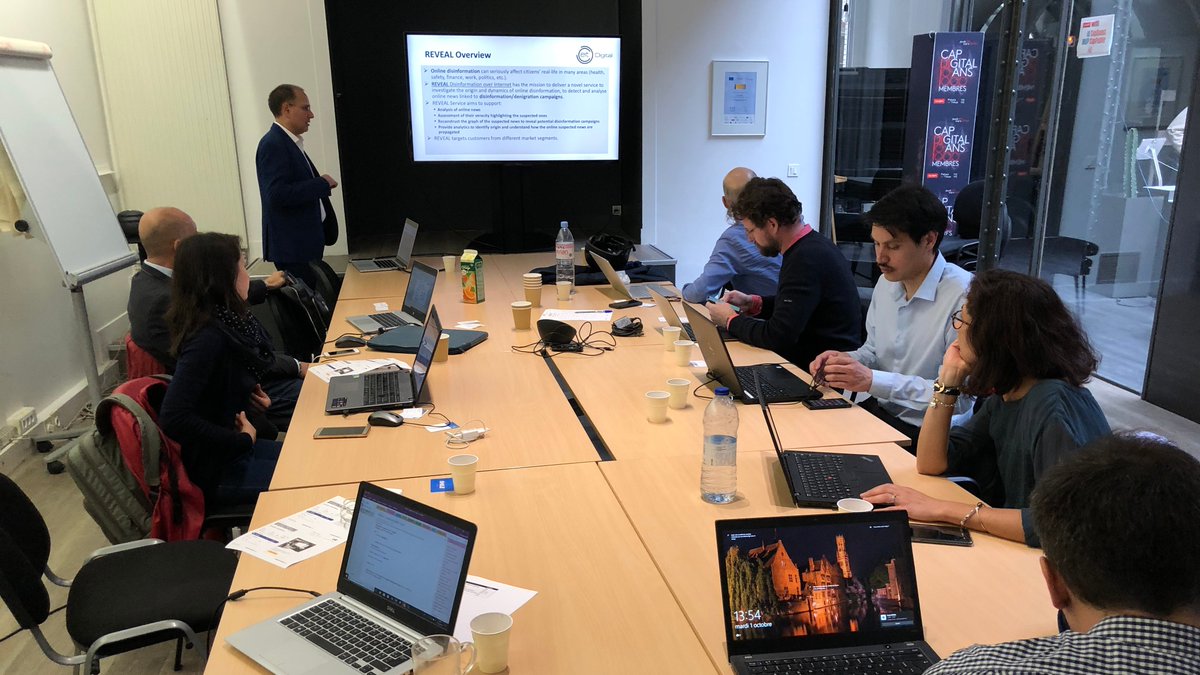 Today <a href="/RevealProject1/">Reveal Project</a> took a step forward to face oneline desinformation over internet ✊
Thanks to the 2 workshops🔧by <a href="/Cap_Digital/">Cap Digital</a> <a href="/EngineeringSpa/">ENGINEERING GROUP</a> &amp; @Expert_System with our first users🥇<a href="/QwamCI/">QWAM CI</a> <a href="/linkfluence/">Linkfluence - a Meltwater Offering</a> <a href="/Panodysseyoff/">Panodyssey</a> <a href="/afpfr/">Agence France-Presse</a> @LETTRIA_FR <a href="/GroupeSmile/">Smile - I.T is open</a> <a href="/fbancilhon/">Francois Bancilhon</a> @ContentSide