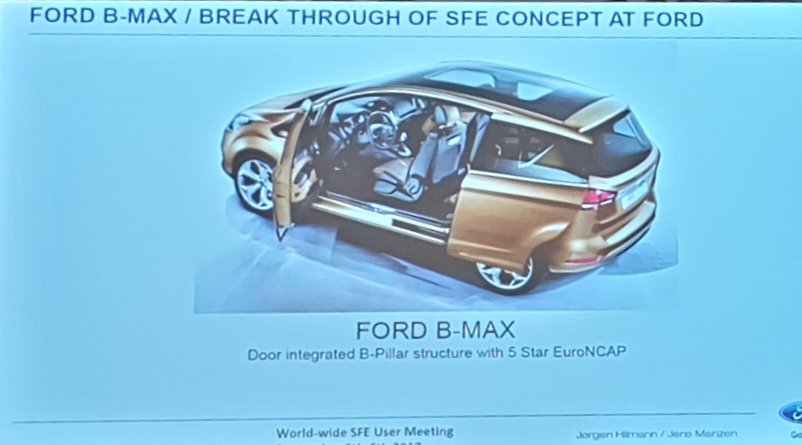 AnneFreund's tweet image. Vu au #MODSIM19: L&apos;innovation de Ford qui supprime le pilier sur le b-max grâce à SFE @3DSCATIA, et à la simulation des comportements du monospace.